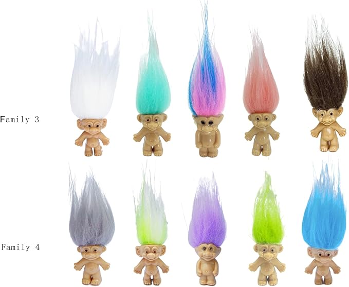 100PCS Mini Troll Dolls, PVC Vintage Troll Doll Mini Action Figures 1.2" Cake Toppers Chromatic Adorable Cute Little Guys Collection, School Project, Arts Crafts, Party Favors