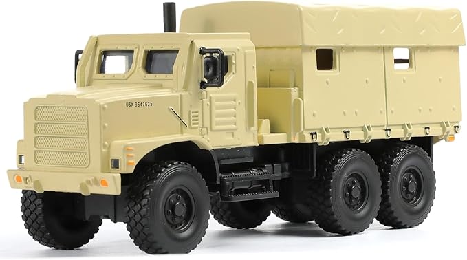 1/64 Military Truck Tactical Truck Model Armored Car MTVR MK23 Military Off Road Vehicle Die-cast Metal Model Kit Medium Multifunctional Car for Collection or Gift(Desert Yellow)