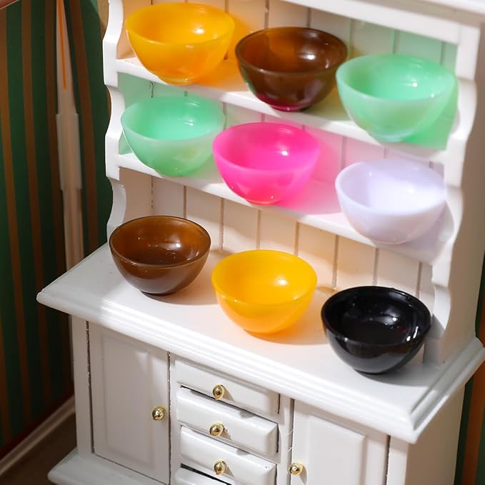 25pcs Miniature Bowls Dollhouse Dish Model Mini Kitchen Accessories Toys Colorful Tiny Plate for Play Food Toy