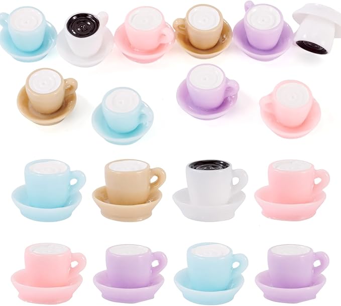 10Pcs Mini Coffee Mug Cup Decorations 3D Model Imitation Food Micro Landscape Home Dollhouse Accessories Fake Drink Cups Photography Prop Table Kitchen House Decor 13.5x20.5x19.5mm