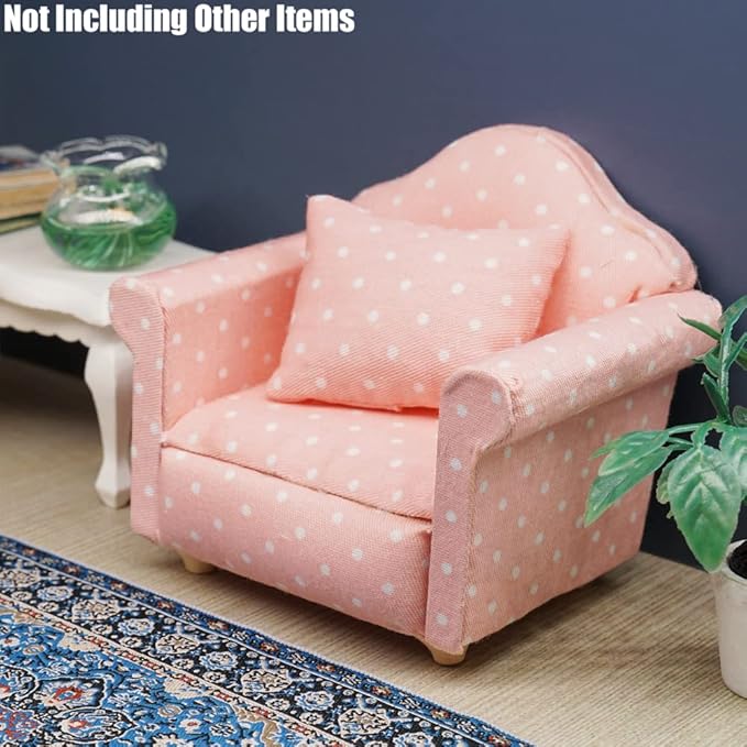 Odoria 1/12 Miniature Chair Armchair Dollhouse Furniture Accessories, Dots