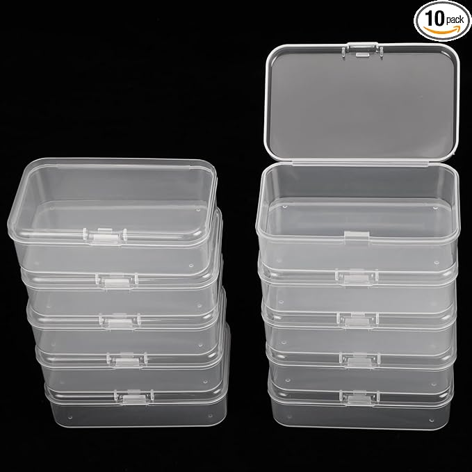 10PCS Small Clear Plastic Beads Storage Containers Box Transparent Boxes with Hinged Lid for Small Items, Jewellery, Crafts Accessories