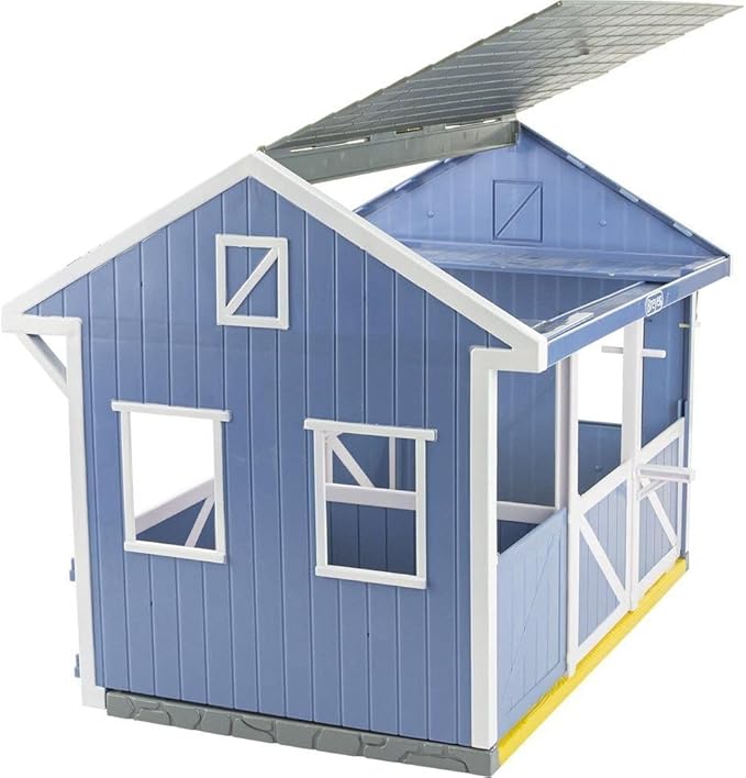 Breyer Horses Freedom Series Deluxe Country Stable & Wash Stall with Freedom Series Horse | 6 Piece Barn Playset Toy | 1:12 Scale Figurine | Model #61149 , Blue