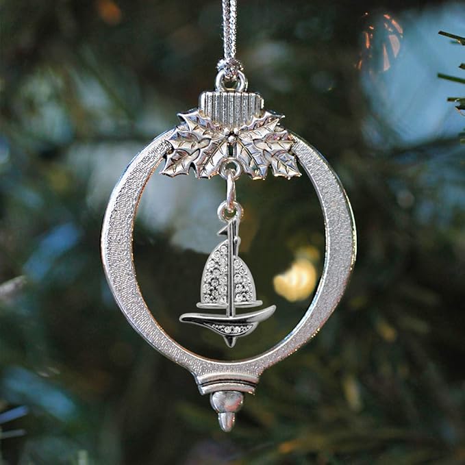Inspired Silver - Sailboat - Silver Christmas Ornament - Unique Charm Christmas Tree Ornament - Holiday Hanging Decoration