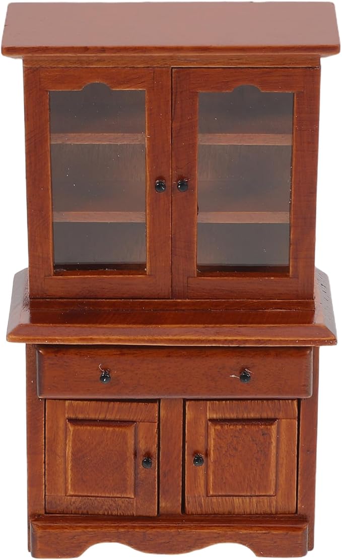 Toyvian 1 12 Miniature Dollhouse Furniture Cabinet Wooden Bookshelf with Drawer for Dollhouse Bedroom and Living Room D Cor Accessories