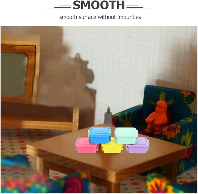 5pcs Mini Doll House Storage Boxes Lids Small Plastic Containers for Boys and Girls DIY Play for Doll House Miniatures and Accessories
