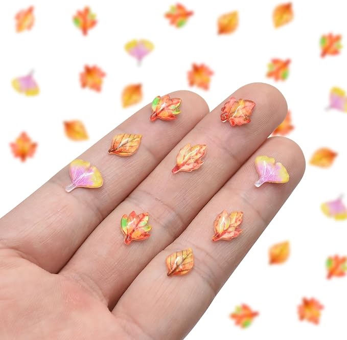 200 Pieces Mini Fall Leaves for Crafts Dollhouse Miniatures Tiny Maple Leaves Micro Fake Leaves Decor for Dollhouse Fairy Garden Micro Landscaping Decoration