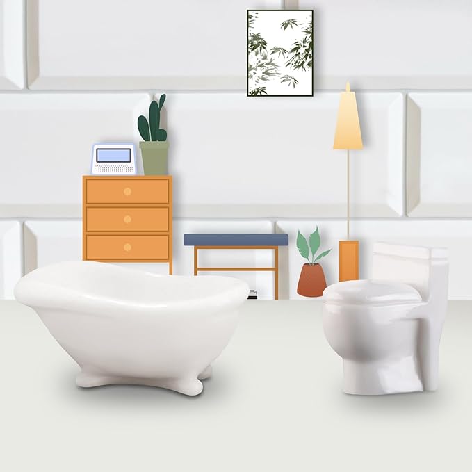 2Pcs Mini Bathtub Toilet Shape Resin Silicone Molds 3D Tiny Lavatory Epoxy Casting Molds for DIY Micro Resin Dollhouse House Kitchen Miniatures Landscape Decor