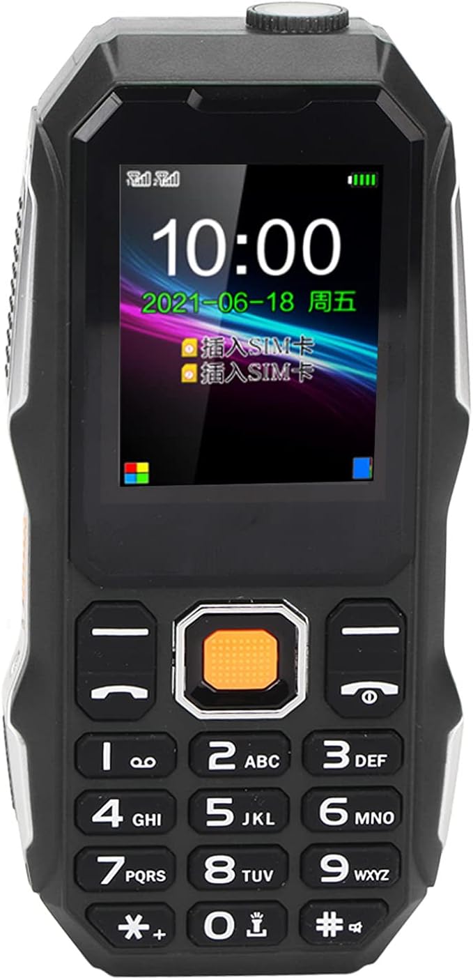 2G Unlocked Rugged Big Phone, Factory Unlocked Phone Seniors Cell Phone with 1.8in Screen BT Connection FM Radio 9 Family Number Large Speaker 5800mAh Batery for Seniors Kids