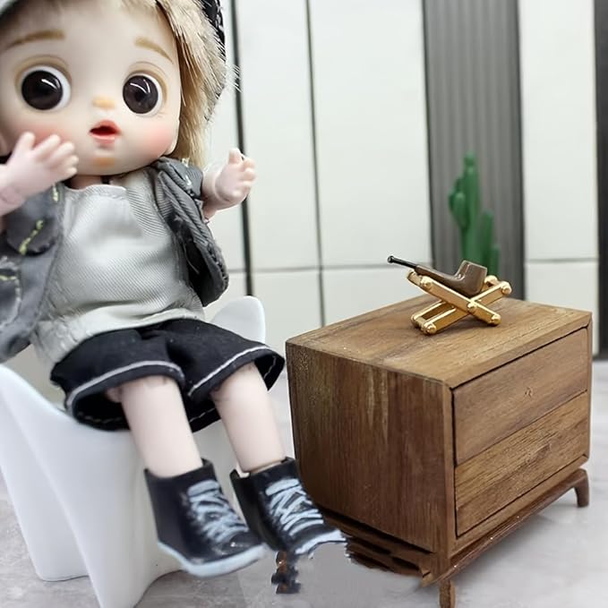 Charming Miniature Pipe and Stand Set - Dollhouse Decoration, Scene Accessories