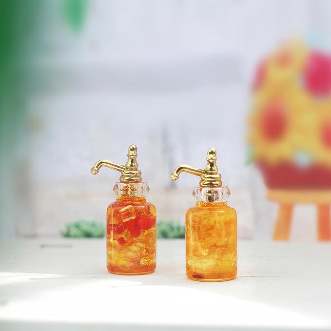 Miniature Beverage Bottles (2pcs): 1/12 Scale Glass Drink Bottles for Dollhouse Decor (Non-Edible)