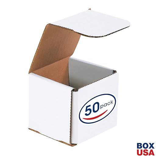 Box USA BM422 4"L x 2"W x 2"H, White (Pack of 50)