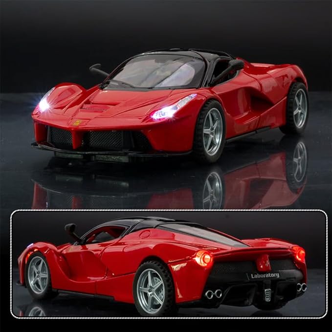 Alloy Collectible Red Race LaFer Pull Back Vehicles Diecast Cars Model with Lights and Sound