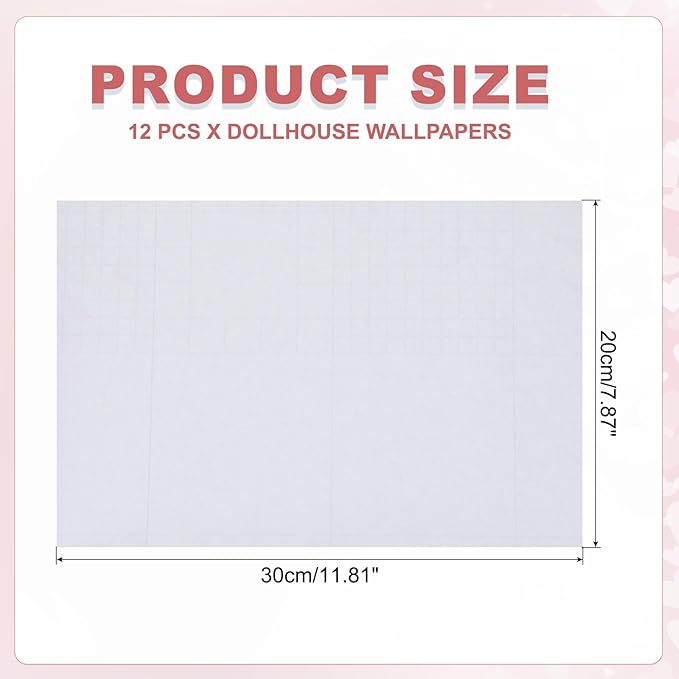 uxcell 12 Sheets Miniature Dollhouse Wallpaper, Self-Adhesive PVC Flooring Wall, Mini Wall Decor for Dollhouse Sand Table Model Accessories 11.81 x 7.87 Inch (Light Gray)