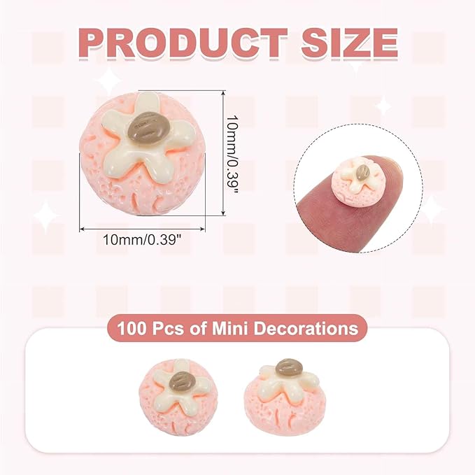 Mini Cute Peach Cookie Decor, Miniature Doll Food Crafts for Dollhouse & Landscape & Mini Kitchen & Micro Fairy Garden & DIY Craft Decorations(Pink, 60pcs)