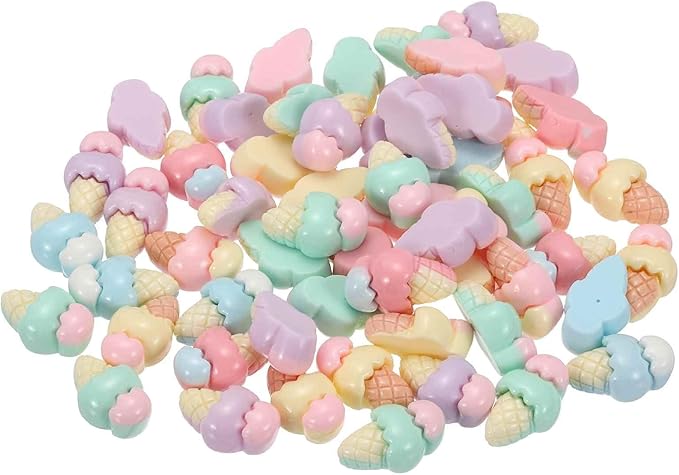 Mini Cute Ice Cream Cone Decor, Miniature Doll Food Crafts for Dollhouse & Landscape & Mini Kitchen & Micro Fairy Garden & DIY Craft Decorations(Light Colors, 60pcs)