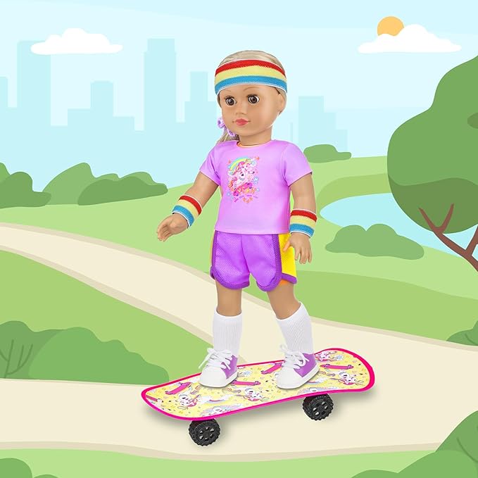 American 18 Inch Doll Skateboard Outfit Set for - 11pcs Fashion Doll Clothes and Accessories