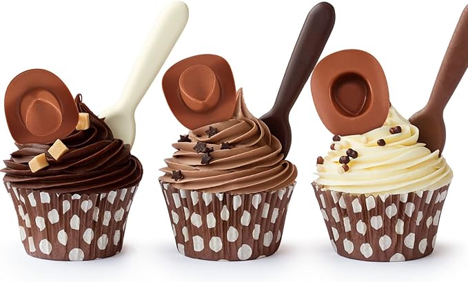 Skylety 20 Pieces Plastic Mini Cowboy Cowgirl Hat Miniature Western Small Doll Hat Cute Doll Cupcake Decoration for Dollhouse Cow Party Decoration(Brown)