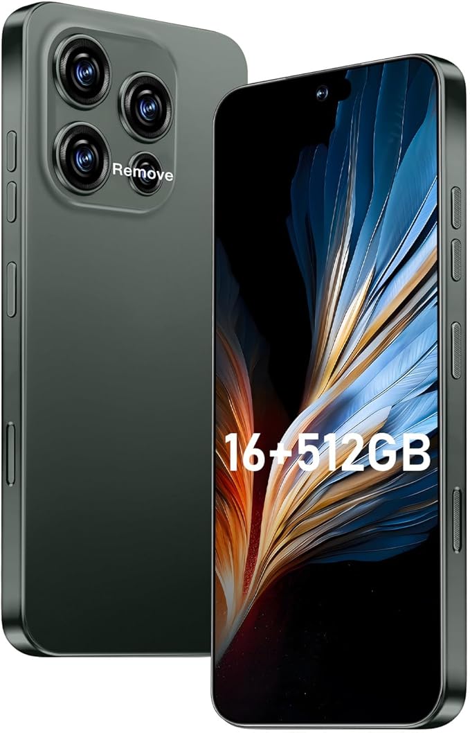 OEJBK 16PROMA X Smartphone New Upgrade 16GB+512GB/6.99" Display 68+108MP Zoom Camera,Tempered Glass Finish, 7000mAh Android 14 Smartphone (Deep Green)