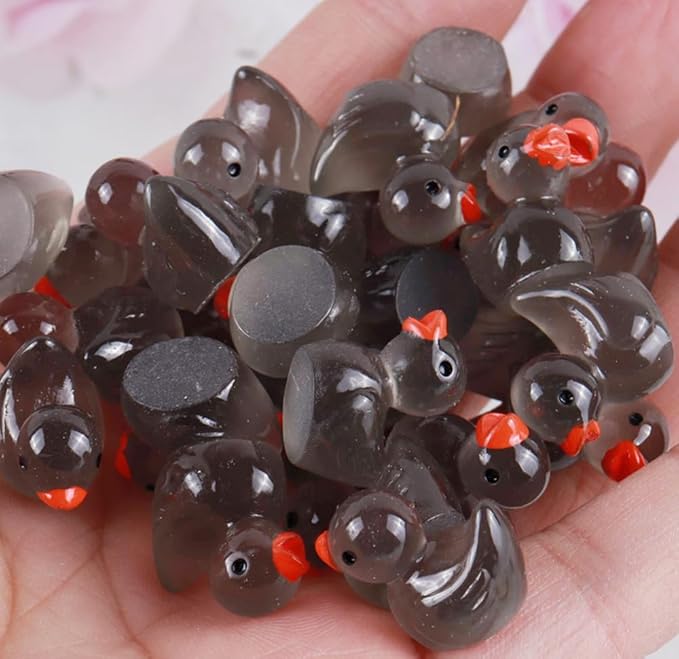100pcs Mini Resin Black Duck,15 mm Dollhouse Décor Glow in The Dark for Aquarium Decor Micro Fairy Garden Landscape Hide,Seek Party Toys,Easter Basket Stuffer, Gift for All Ages