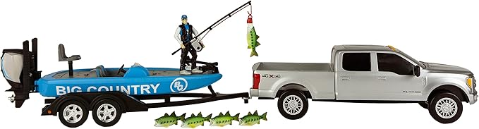 Big Country Toys - Fishing Toy Playset - Kids Fishing Set with Toy Boat and Ford F-250 Super Duty® - 12-Piece Fishing Set