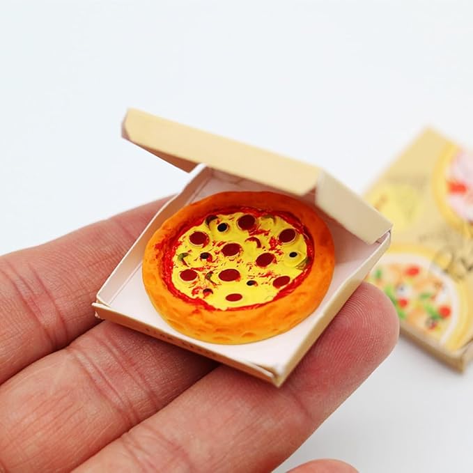 1Set Miniature Pizza Box, 1:6 1:12 Dollhouse Food Model Set Doll House Furniture Supplies1 Dollhouse Accessories