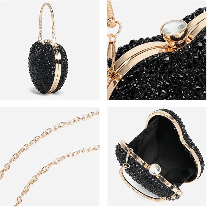 changes girl Heart Shaped Acrylic Clutch Purses Mini Purse Sparkling Rhinestone Handbag Clutch