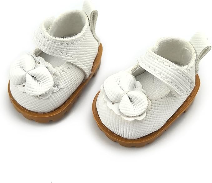QIUTIMIY Mini Doll Shoes Accessories – 1 Pairs of Bowknot Mini Shoes for 17cm Dolls,Fashion Doll Footwear for Dress Up and Replacement (No Doll)（Bow White）