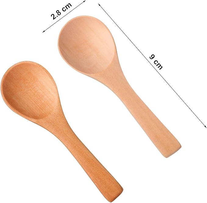 Boao 50 Pcs Small Wooden Spoons, 3.5'' L, Mini Wood Natural Tiny Spoons Wooden Little Teaspoons for Jars Sugar Creamer Honey Spices Salt Kitchen Supplies (Mix Color)