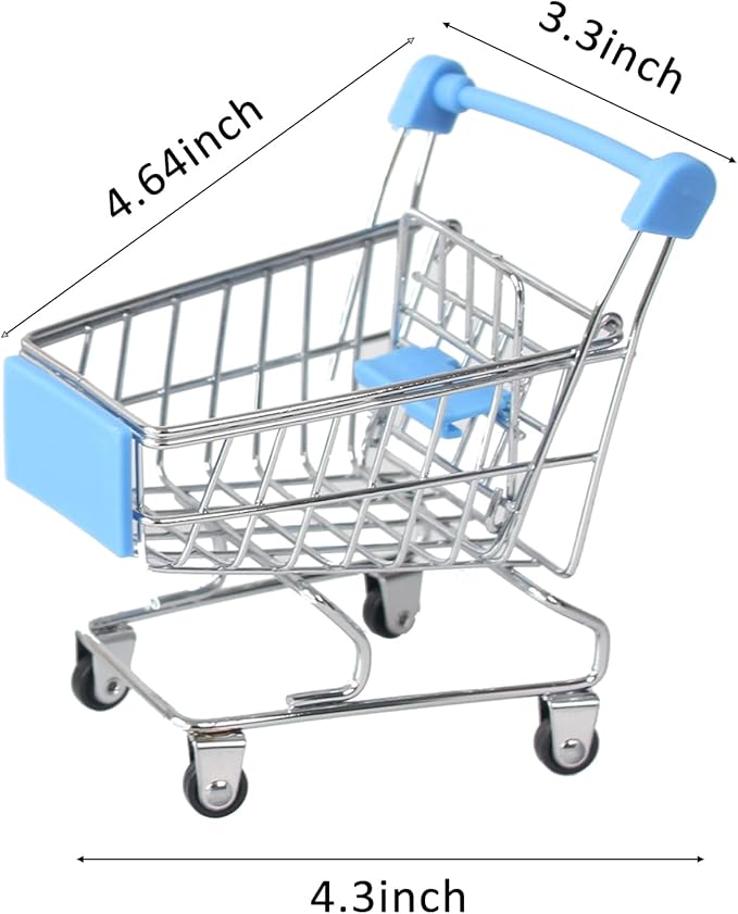 Mini Shopping Cart，Supermarket Handcart Mini Shopping Cart Mini Supermarket Storage Toy Decorative Ornaments for Storage Toys (Toy Shopping cart Blue)