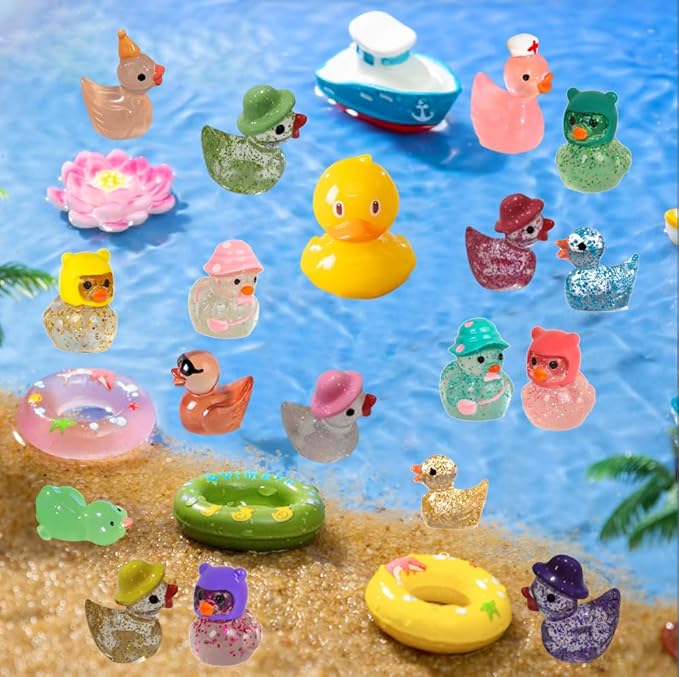 110 Pcs Multicolor Mini Resin Ducks, Tiny Ducks to Hide, Little Ducks Figurines Small Miniature Ducks Figures Bulk for Mini Fairy Garden, Dollhouse Decoration Micro Landscape Ornament