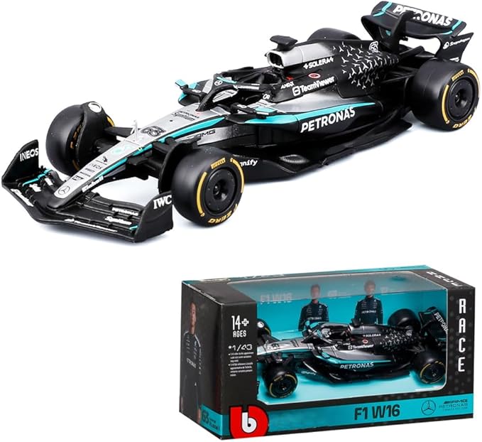 1/43 2025 Race F1 W16 12# Kimi Antonelli F1 63# George Russell Formula Racing Alloy Car Diecast Model (1/43 W16 63#)