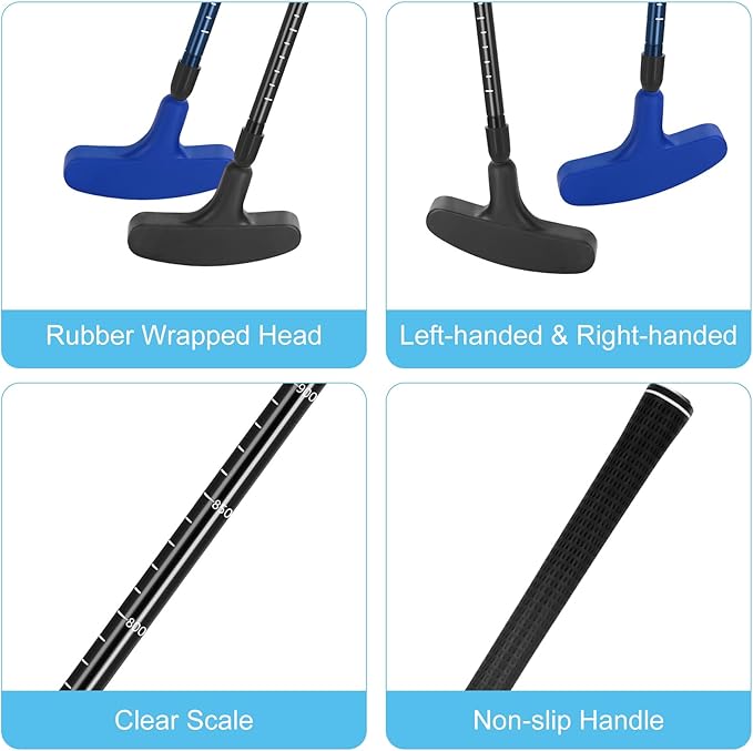 Micnaron Mini Golf Set - Two-Way Putter, Right/Left Handed, Adjustable Length for Children to Adults - 2 Golf Putters with 4 Golf Balls & 2 Cup with Flag