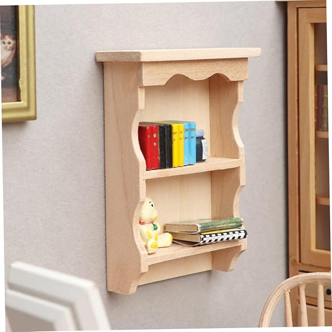 HEMOTON 1:12 Dollhouse Mini Furniture Model Decorative Mini Wall Shelf Accessory
