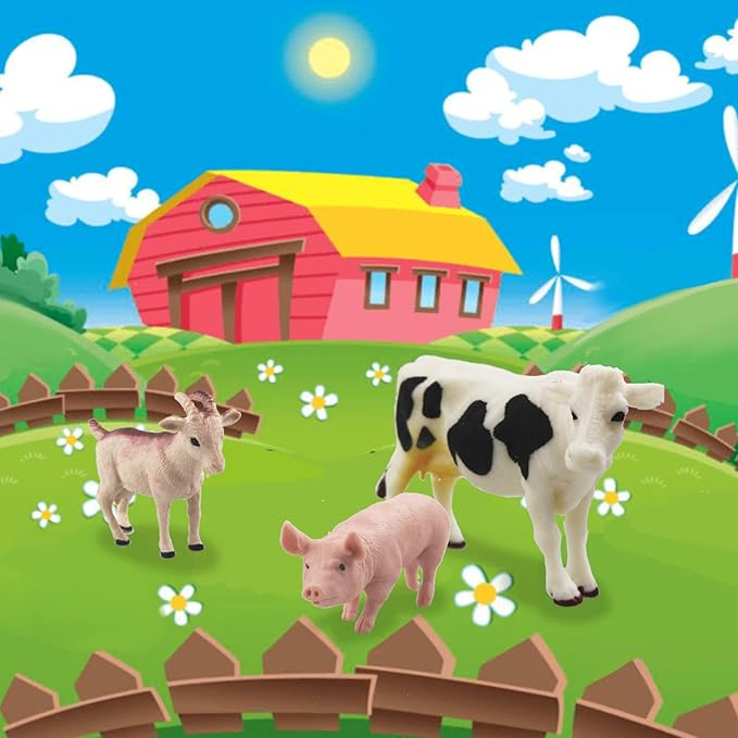 8 Pcs Big Animal Figurines Toys, Farm Realistic Plastic Animals Playset, Educational Preschool Learning Toy Playset for Kids Toddlers