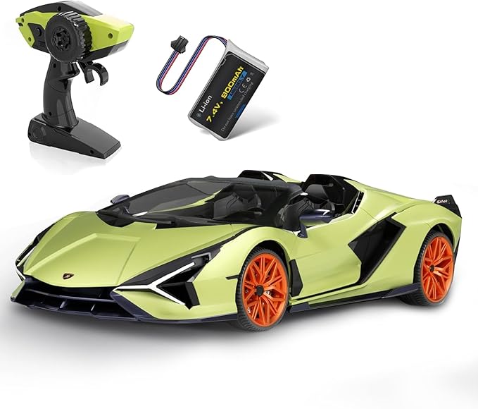 MIEBELY Lamborghini Remote Control Car, 1:12 Scale Lambo Rc Cars 7.4V 900mAh Officially Licensed 12Km/h Fast Toy Car with Led Light 2.4Ghz Model Car for Adults Boys Girls Birthday Ideas Gift - Green