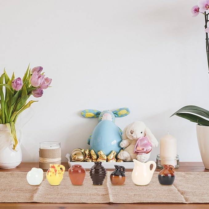TOYANDONA Miniature Ceramic Vase Set 7Pcs for Dollhouse Decor Mini Scene Adornments Lightweight Small Pottery Ornaments
