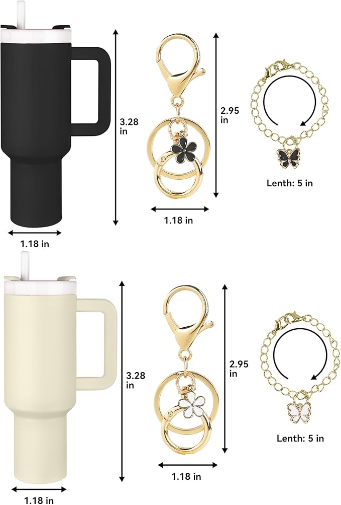 ERTUNA Mini Tumbler Keychain Accessories for Stanley Cup, 2 Way Cute Charms Chapstick Lip Balm Holder for Women Purse Handbag