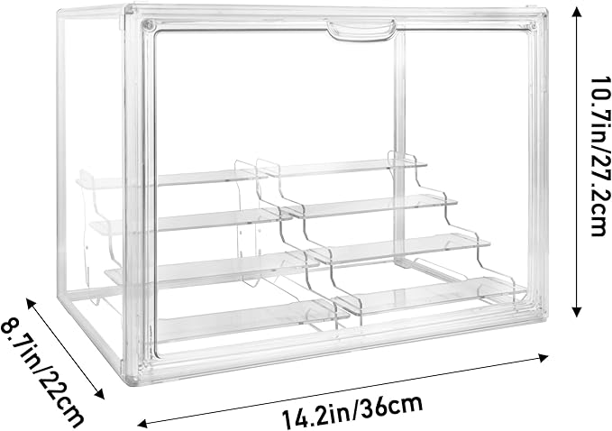 Clear Acrylic Display Case, 4 Tier Acrylic Blind Box for Figures, Dustproof Storage Organizer with Magnetic Door for Action Figures, Stackable Collectibiles Showcase for Doll Toy Car Model