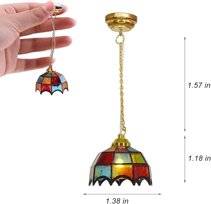 Dollhouse Lights Battery Operated 1:12 Dollhouse Lighting with LED Miniature Chandelier Vintage Light Doll House Accessories and Furniture