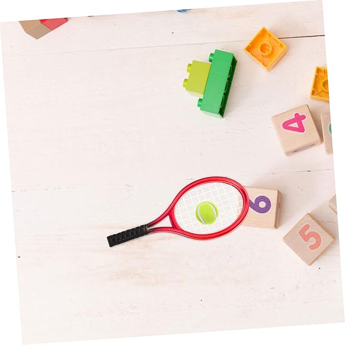 CIYODO 1set Miniature Tennis Racket and for Dollhouse Decor Realistic Mini Tennis Supply for Boys and Girls Creative Play for Miniature Sports Enthusiasts