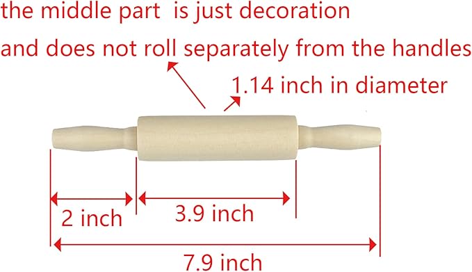 12 Pack Wood Small Rolling Pin for Kids, 7.9 Inch Kids Rolling Pin for Home Kitchen (7.9 Inch)