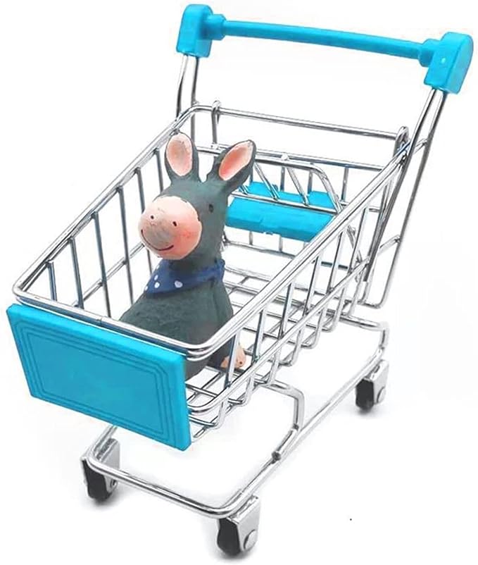 Mini Shopping Cart，Supermarket Handcart Mini Shopping Cart Mini Supermarket Storage Toy Decorative Ornaments for Storage Toys (Toy Shopping cart Blue)