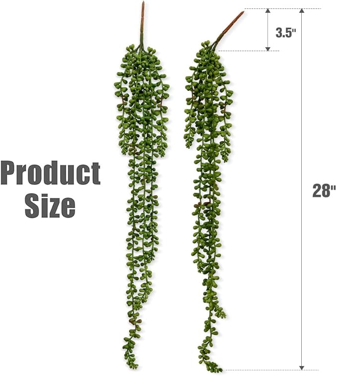 dallisten 6 Pcs Artificial Succulents Hanging Plants, Fake String of Pearls Greenery Plants, Decoration for Wall, Home, Backdrop, Garden, Indoor and Outdoor