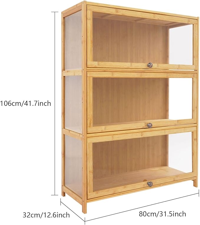 Display Cabinet, Display Case Mode Toys Shelf with 15kg/33lbs Load,Freestanding Large Capacity Storage Cabinet for Display Crafts, Action Toys, Books, DVD/CD Collections, Documents 31.5*12.6*41.7in