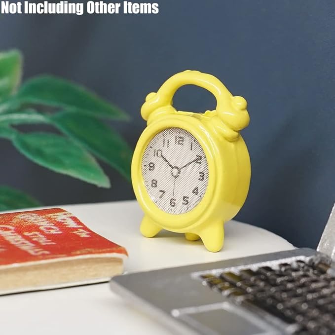 Odoria 1/12 Miniature Alarm Clock Dollhouse Decoration Accessories, Yellow