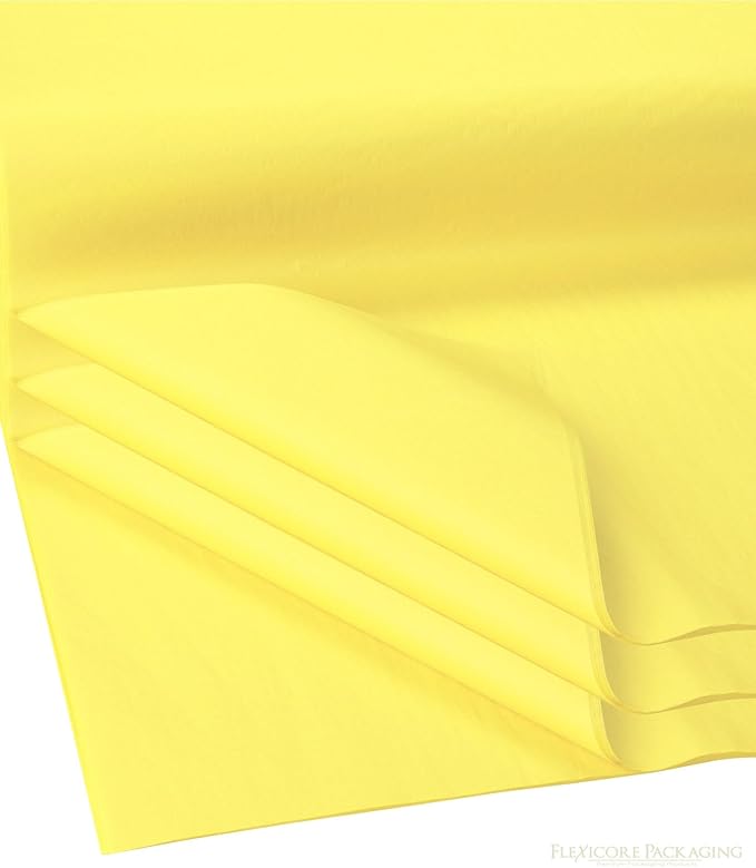Flexicore Packaging| Gift Wrap Tissue Paper|15"x20"|100 Count (Light Yellow, 100 Sheets)