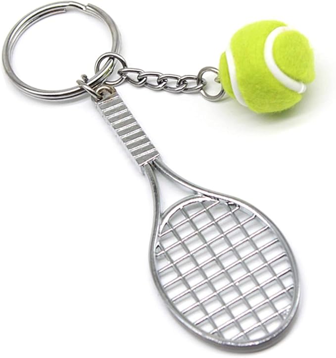 LEPRATO Tennis Keychain Mini Metal Tennis Keychains Cute Tennis Racket Ball Keychain Perfect Gifts