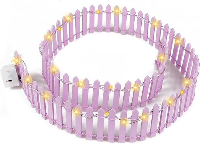 Mini Fairy Garden Fence, 35.5x2 Inch Cuttable Small Wood Picket Fence, DIY Miniature Accessories Decoration for Dollhouse, Crafts, Vegetable Platter, Cake(Light Purple)