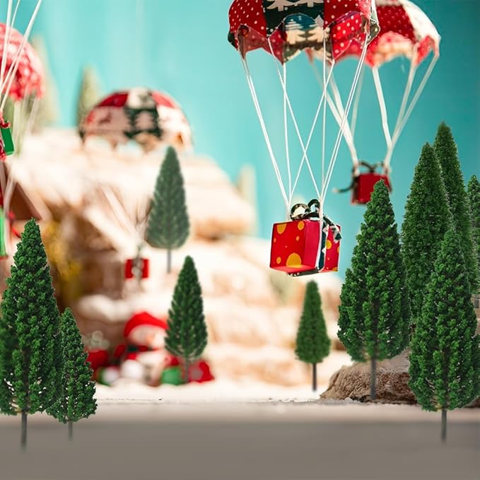 LUEYAO Mini Model Miniature Trees Mixed Train Scenery Architecture Trees Fake Trees for DIY Crafts Building Model Scenery Landscape Dark Green 2.1-3.9 inch 20 PCS
